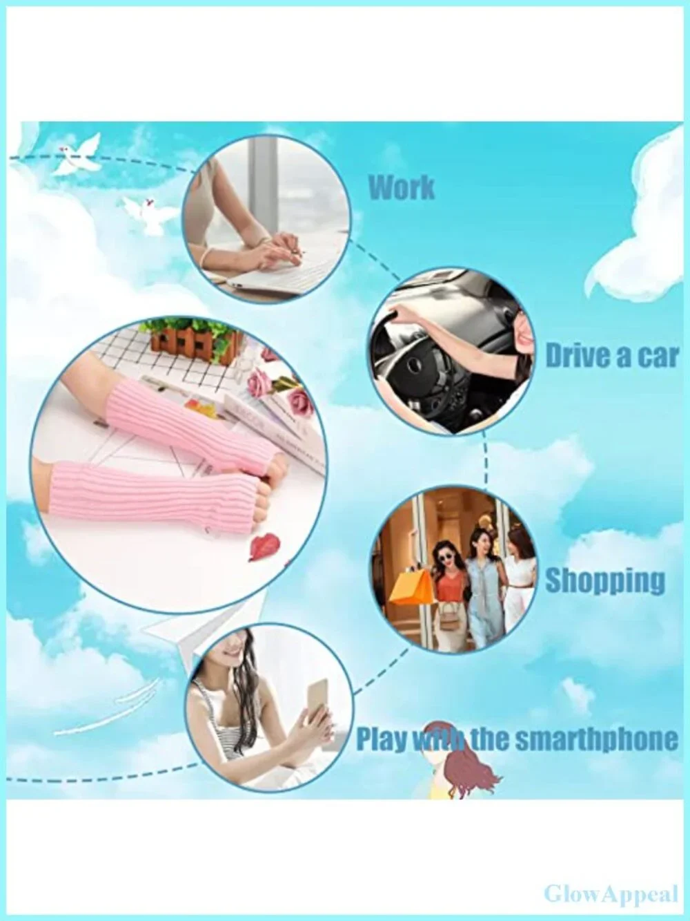 Women's Knit Arm Warmers Fingerless Gloves with Thumb Hole Winter Accessory